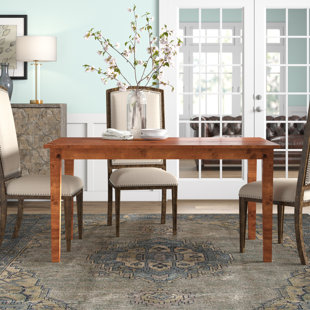 overbay extendable rubberwood solid wood dining table lark manor